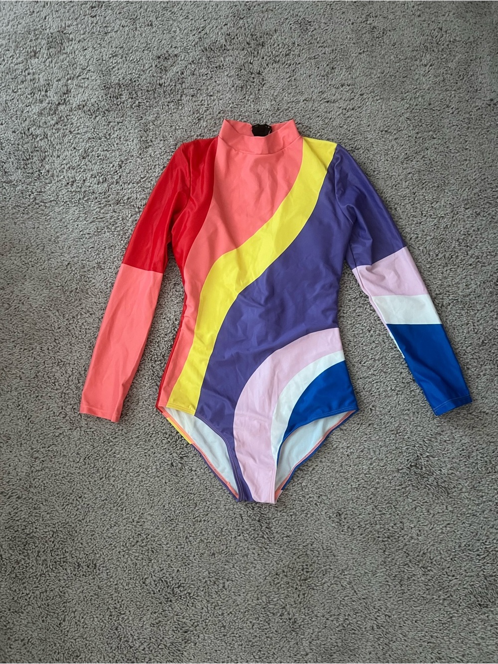 NWOT Multi-Color Long Sleeve One-Piece Swimsuit Small